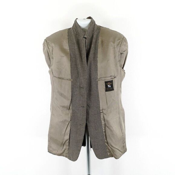 Hart Schaffner Marx Parisian Tweed Wool Houndstooth Black Tan Sport‎ Coat 42L - Picture 14 of 16